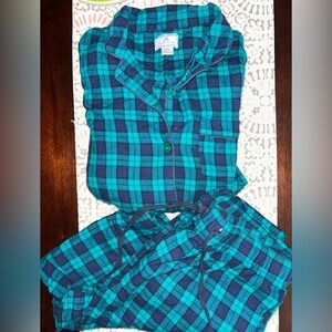 Petite Plume Womens Pajamas Small Plaid Flannel Long Sleeve Pants EUC